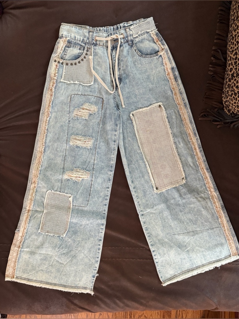 POL Light Blue Patchwork Wide-Leg Jeans - Picture 13 of 14